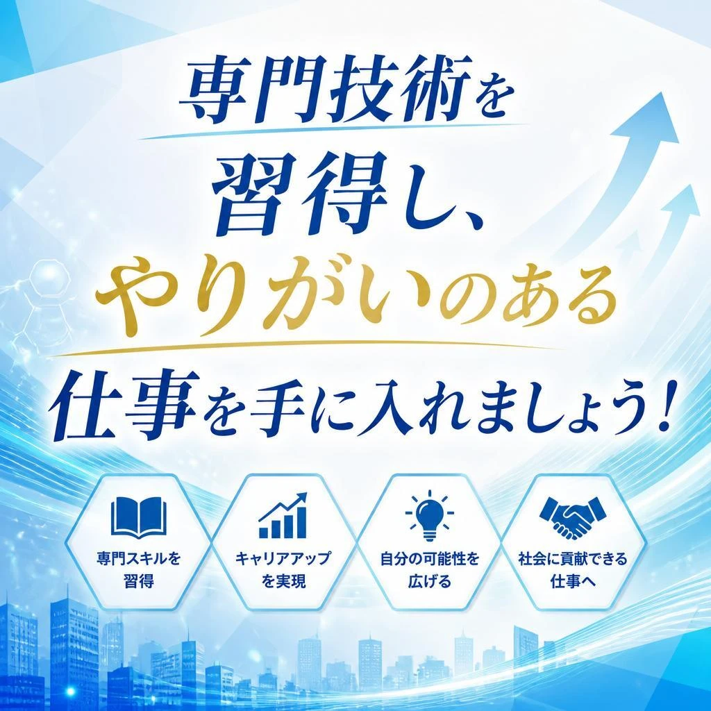 専門技術を習得し、やりがいのある仕事を手に入れましょう！