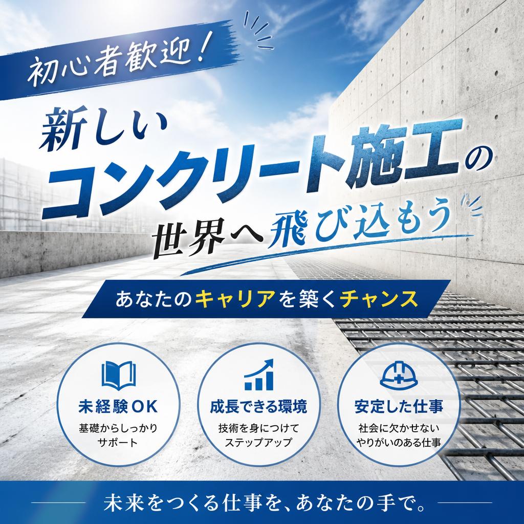初心者歓迎！新しいコンクリート施工の世界へ飛び込もう – あなたのキャリアを築くチャンス