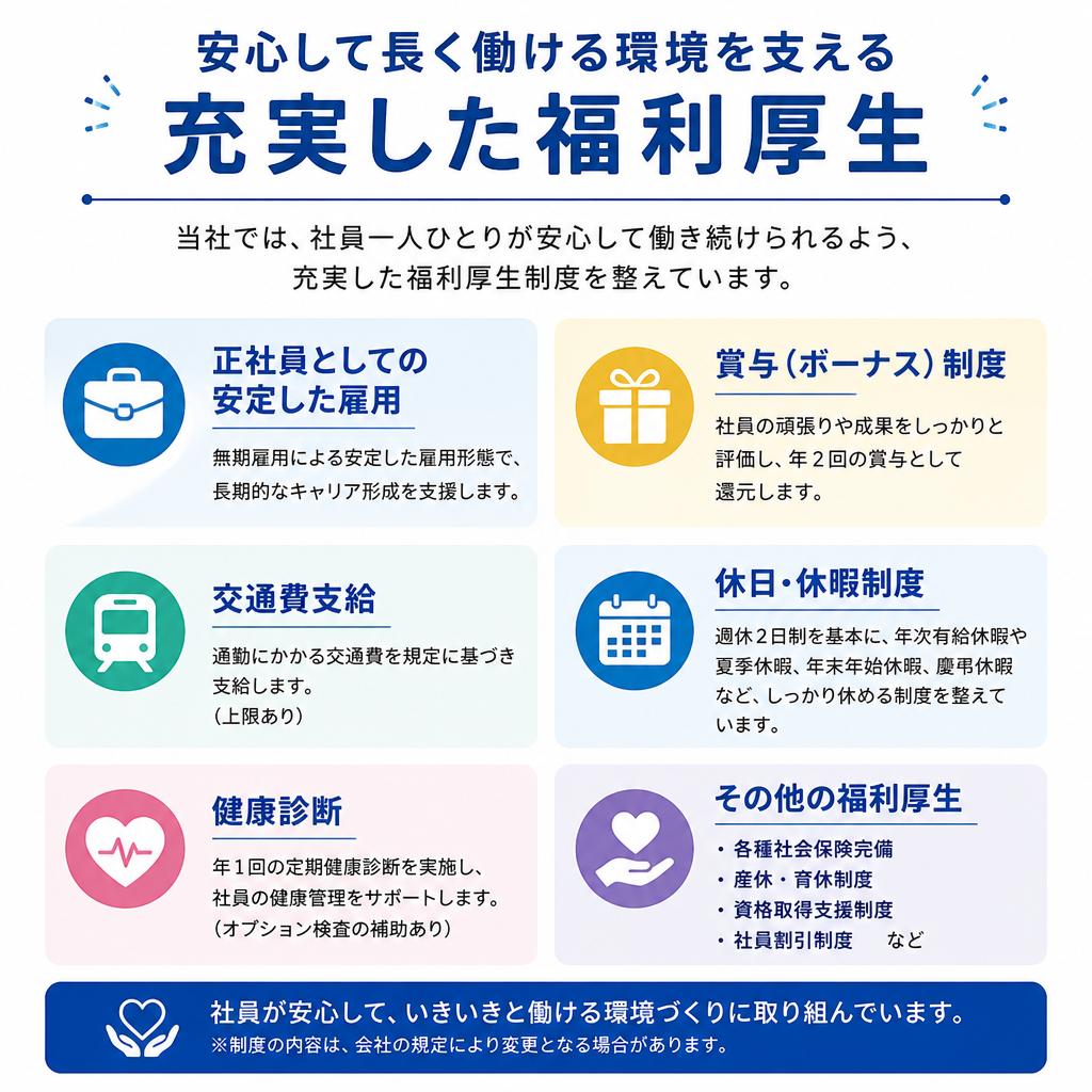 充実の福利厚生と働きやすさ
