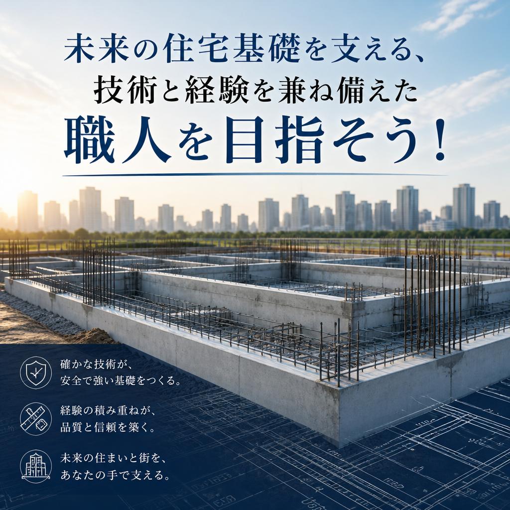 未来の住宅基礎を支える、技術と経験を兼ね備えた職人を目指そう！