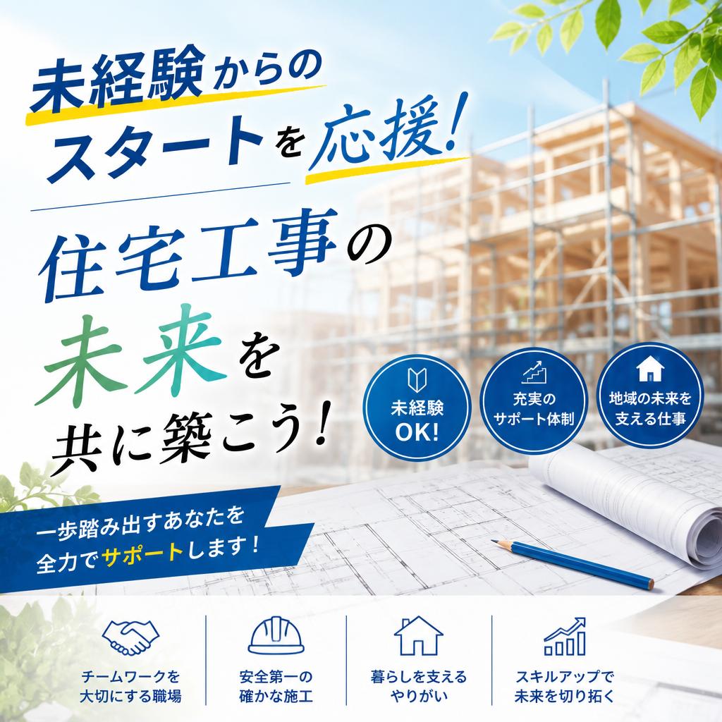 未経験からのスタートを応援！住宅工事の未来を共に築こう！